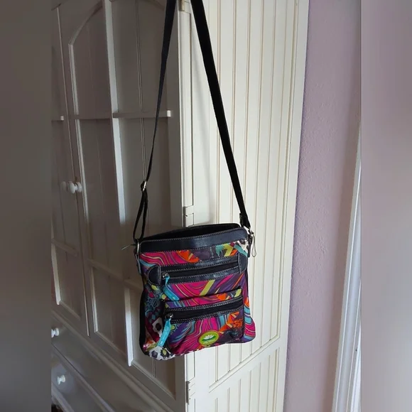 EUC Colorful Lily Bloom Crossbody Bag Bright Colors Neon Florals - Picture 3 of 8